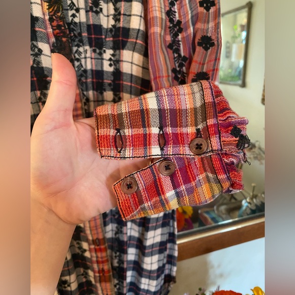 Freepeople button down embroidered flannel duster - Picture 6 of 9